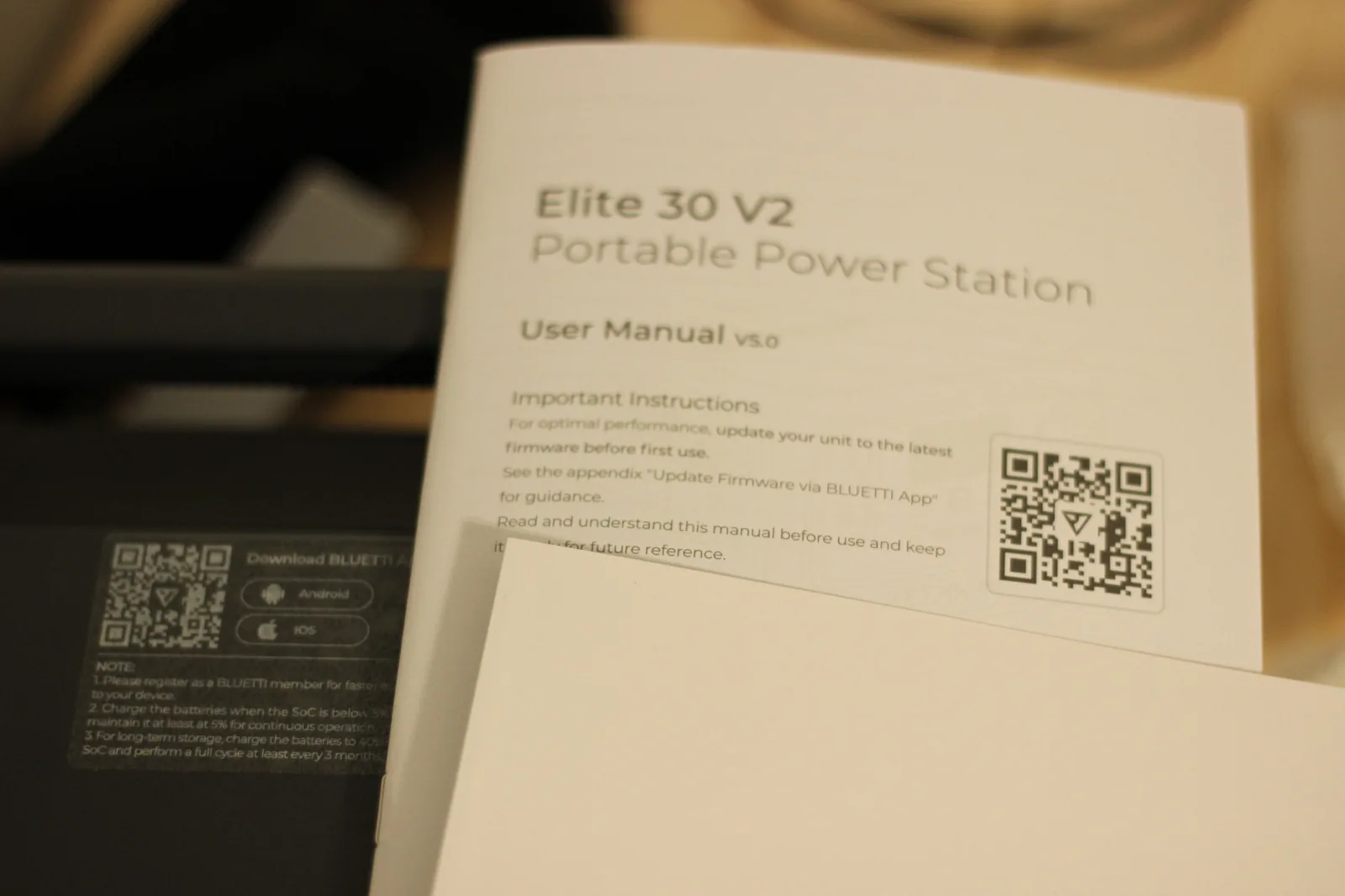 Front face of the Elite 30 V2 showing controls and labelling