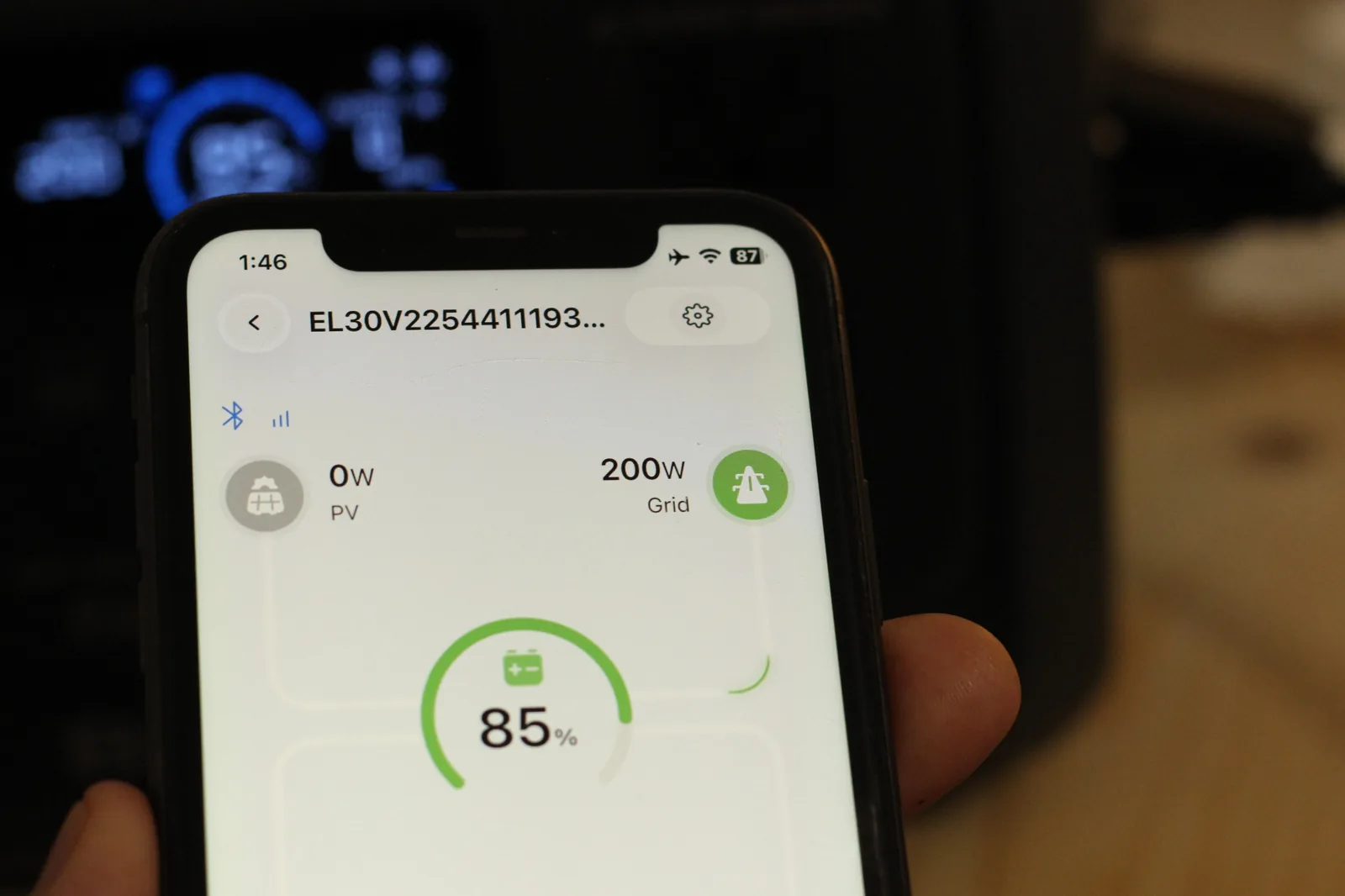DC/PV solar input and 12V DC output on the left side of the unit