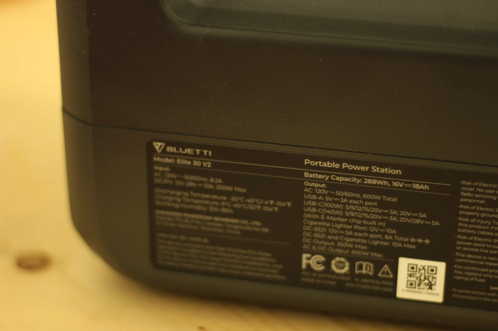 Elite 30 V2 display showing input wattage