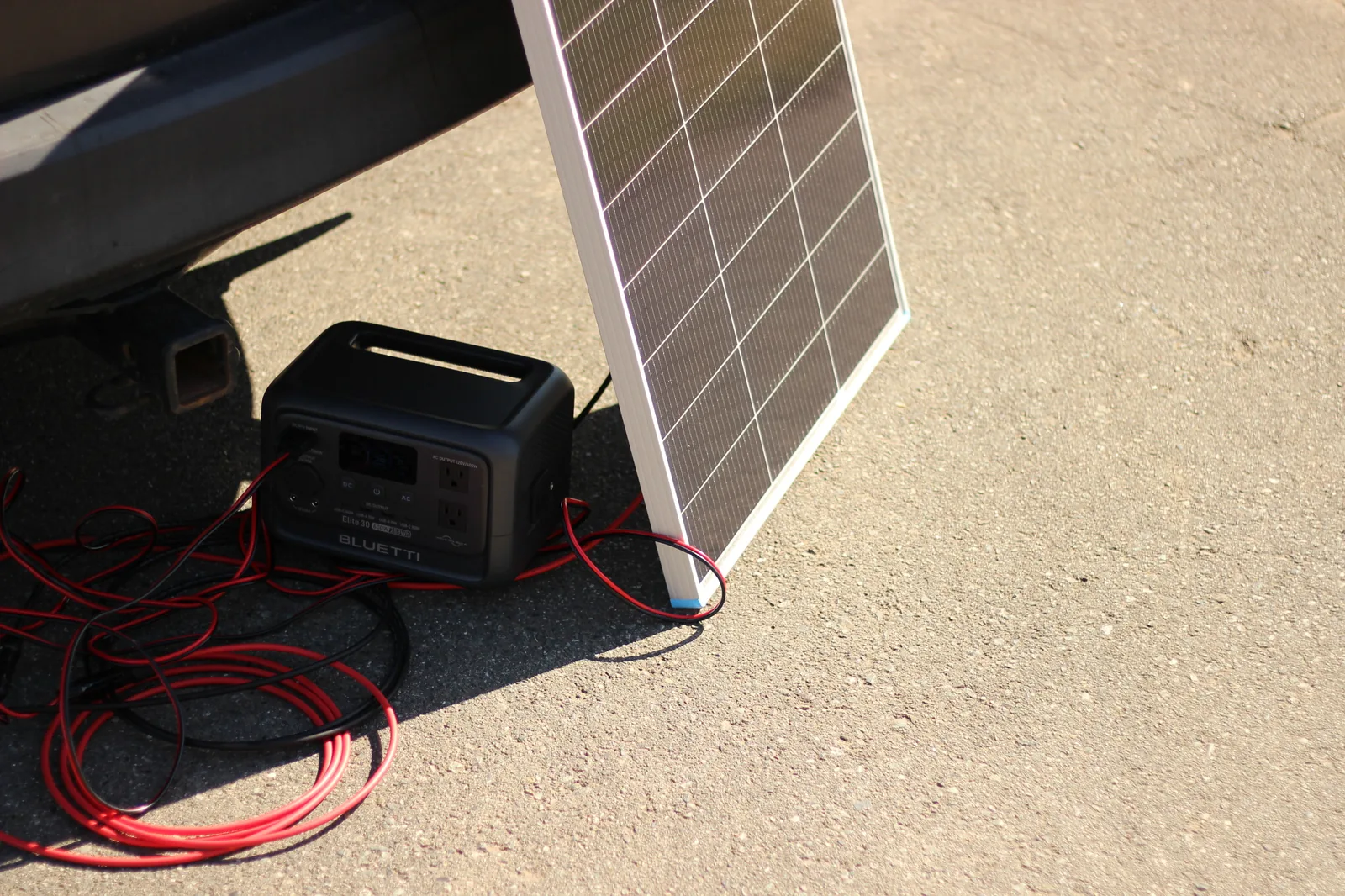 Solar panel cables before connection