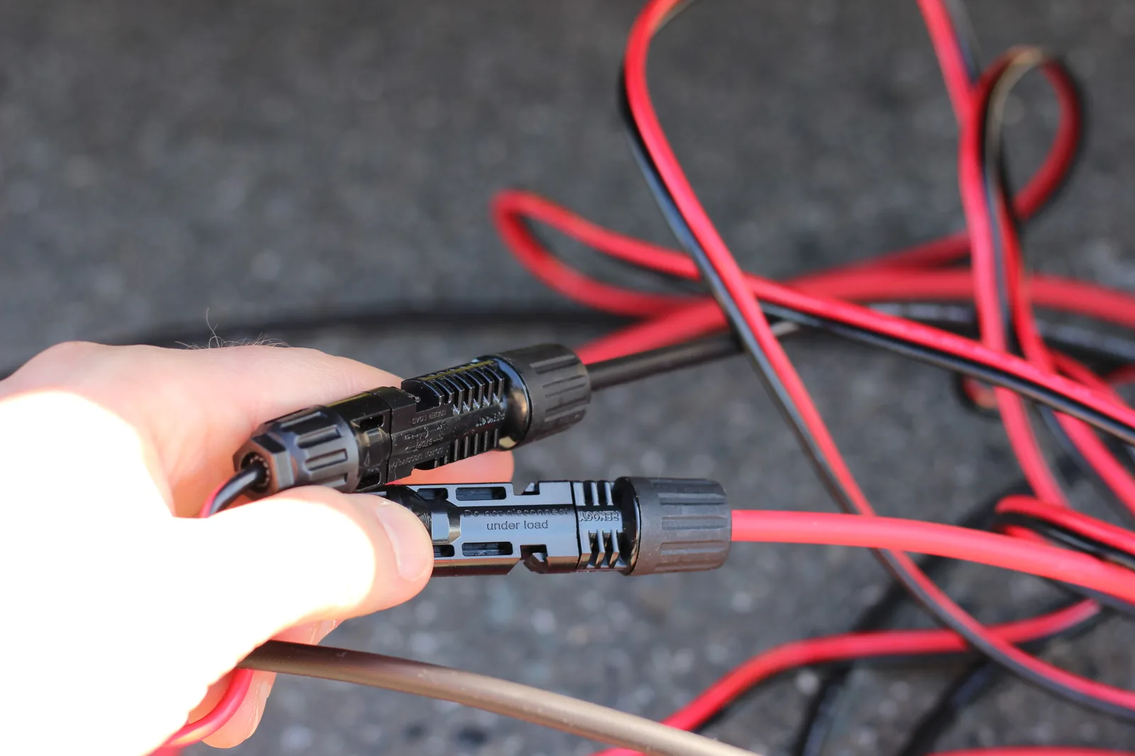 MC4 solar connectors close-up