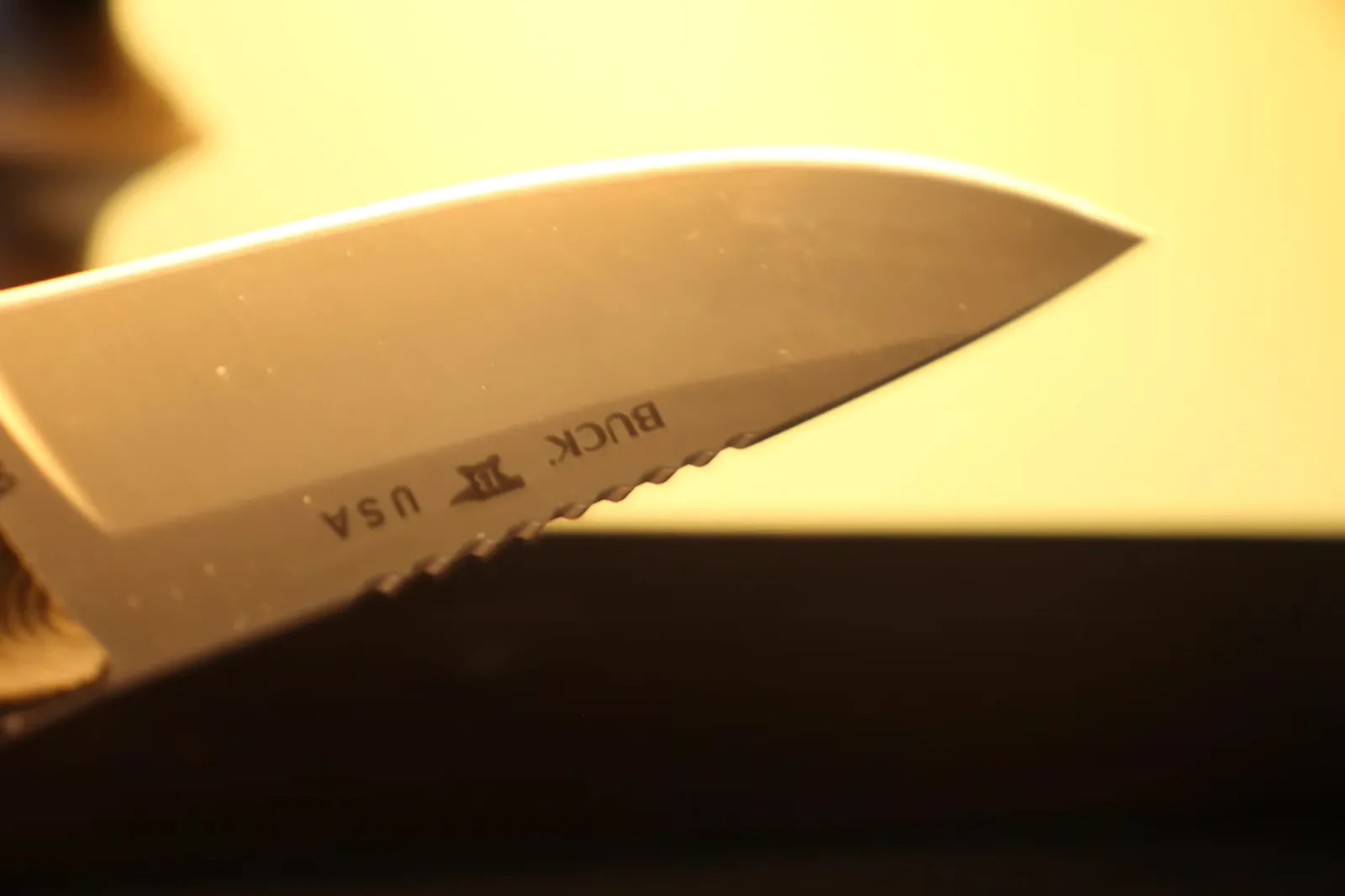 Tip view showing the BUCK USA stamp from above