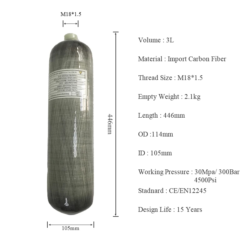 Air Reservoir & Bottle — Tuxing 3L Carbon Fiber Cylinder + Fill Station