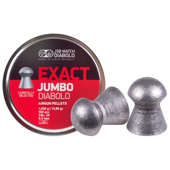 JSB Exact Jumbo .22 caliber 15.89 grain pellets tin