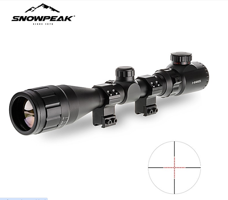 Snowpeak 3-9x40 AOE illuminated-reticle scope with mounts