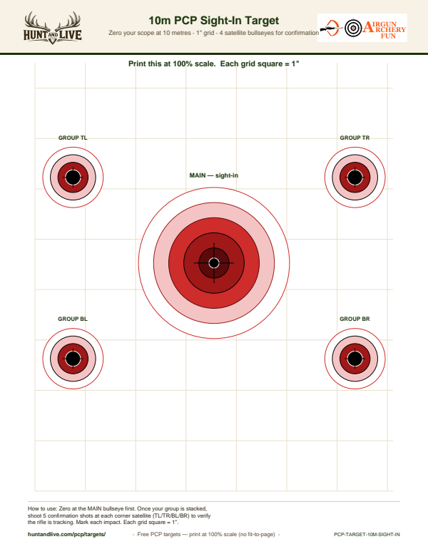 10m PCP Sight-In Target