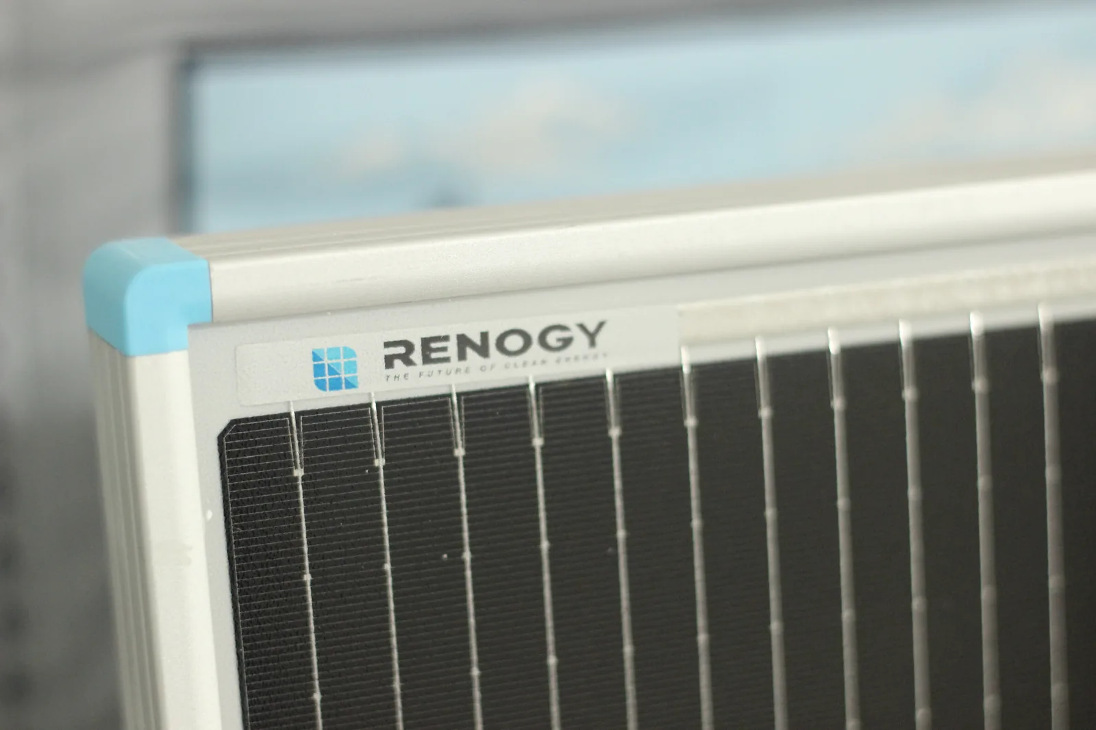 Renogy RSP100DC panel front view showing the cell layout and frame